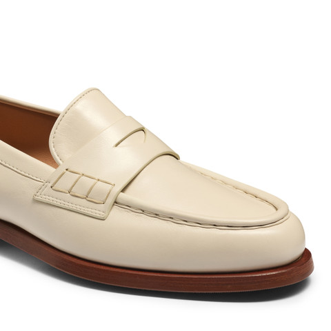 Women’s white leather penny loafer - Santoni - 6