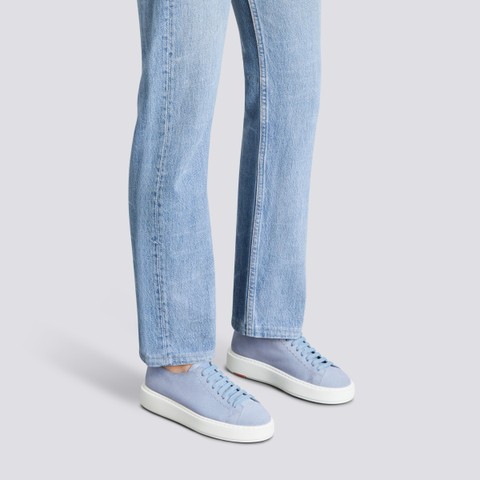 Women's light blue suede sneaker - Santoni - 2