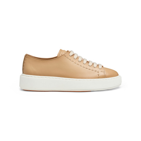 Women's light brown leather sneaker - Santoni - 1
