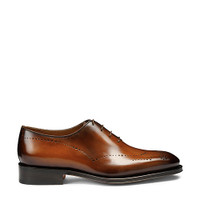 Men's brown leather Oxford brogue shoe - Santoni - 1