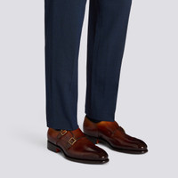 Men's orange leather double-buckle shoe - Santoni - 2