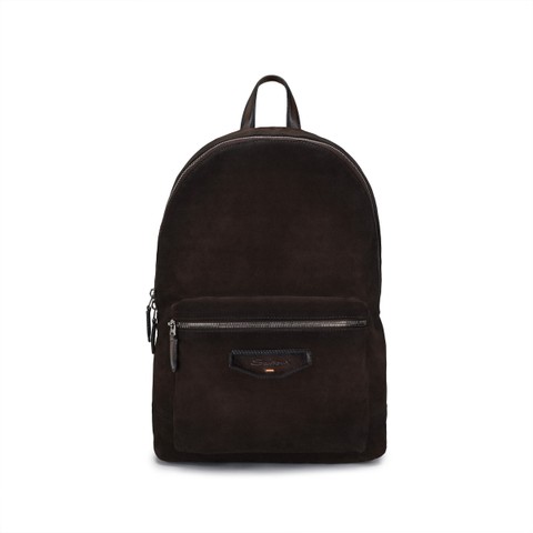 Zaino in suede e pelle testa di moro - Santoni - 1
