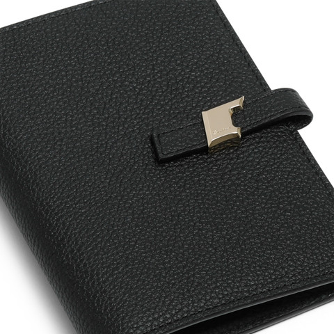Black tumbled leather wallet with coin pocket - Santoni - 5