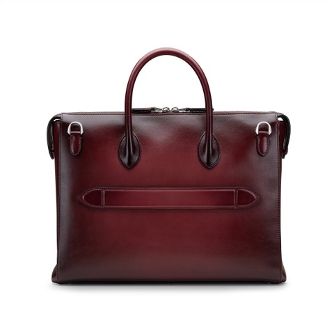 Sac d&rsquo;ordinateur en cuir bordeaux - Santoni - 5