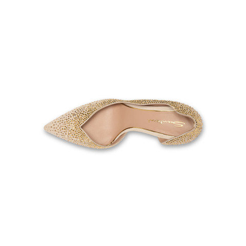 Women's beige suede and strass high-heel pump - Santoni - 4