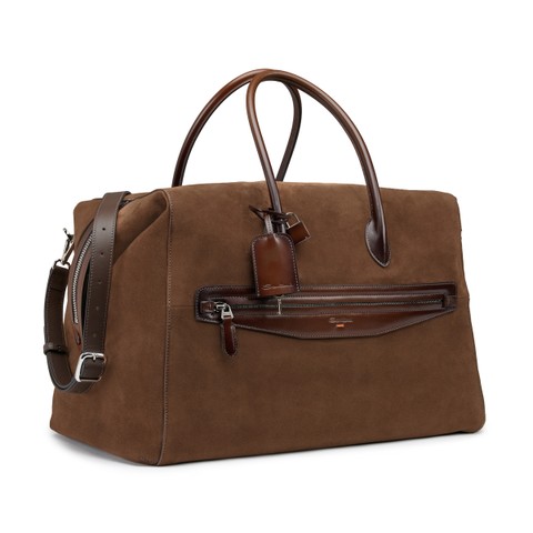 Borsa da viaggio in suede e pelle marrone - Santoni - 2
