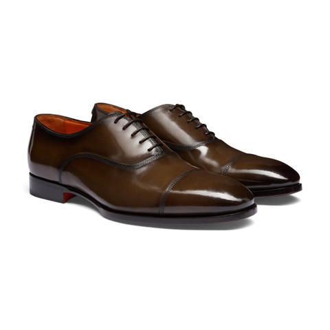 Men's dark brown leather Oxford shoe - Santoni - 3