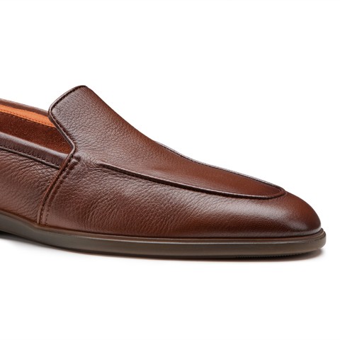Men's brown leather loafer - Santoni - 5