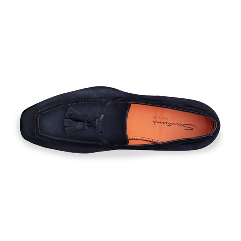Men's blue suede tassel loafer - Santoni - 4