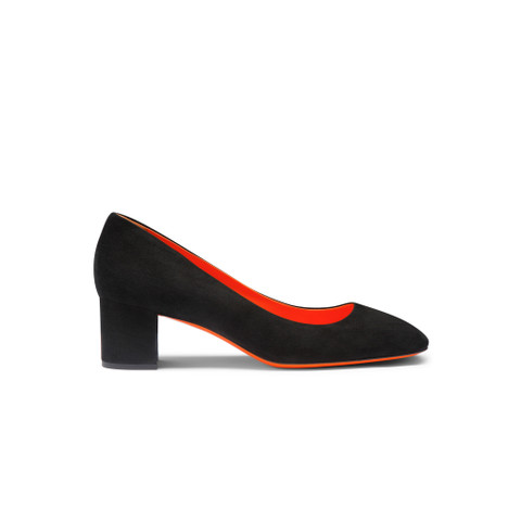 Women's black suede low-heel pump - Santoni - 1