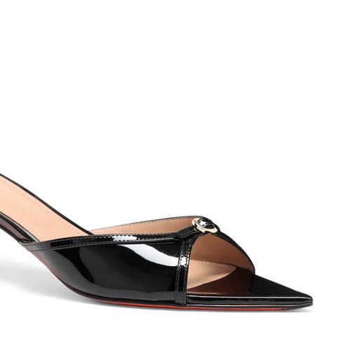 Women's black patent leather mid-heel sandal - Santoni - 6