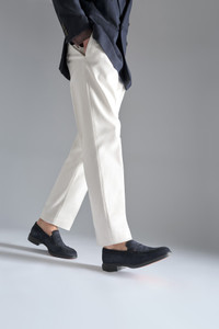 Men's blue suede Easy loafer - Santoni - editorial