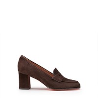 Women's dark brown suede high-heel pump - Santoni - 1
