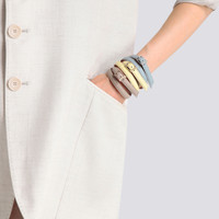 Light blue tumbled leather bracelet - Santoni - 2