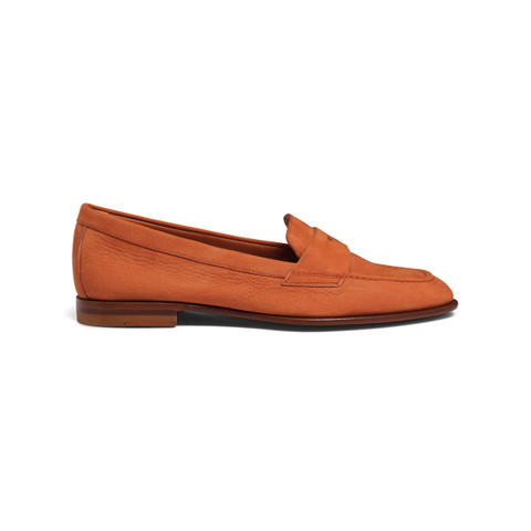 Mocassino penny da donna in nabuk arancione - Santoni - 1