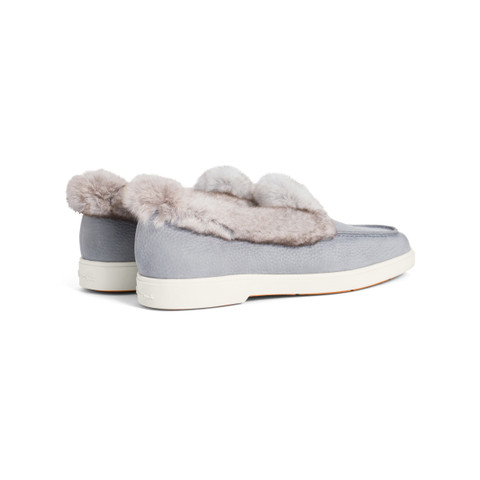 Women’s grey nubuck desert boot with fur - Santoni - 3