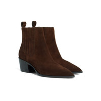Women's dark brown suede texan ankle boot - Santoni - 2
