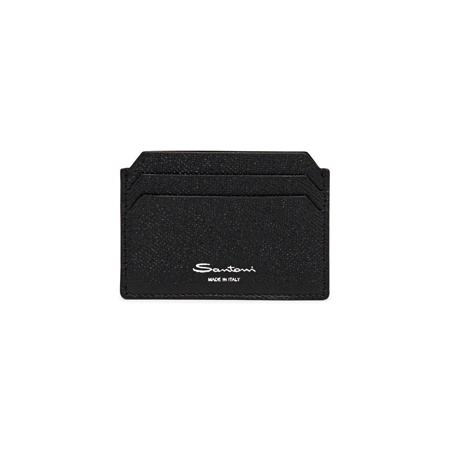 Santoni Porta carte di credito in saffiano nero