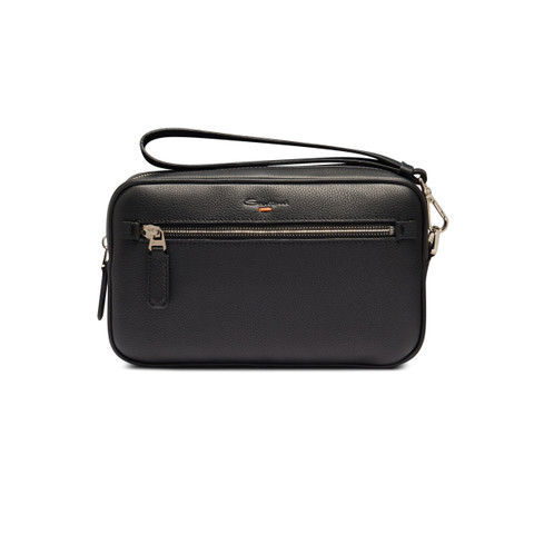 Black tumbled leather beauty case - Santoni - 1