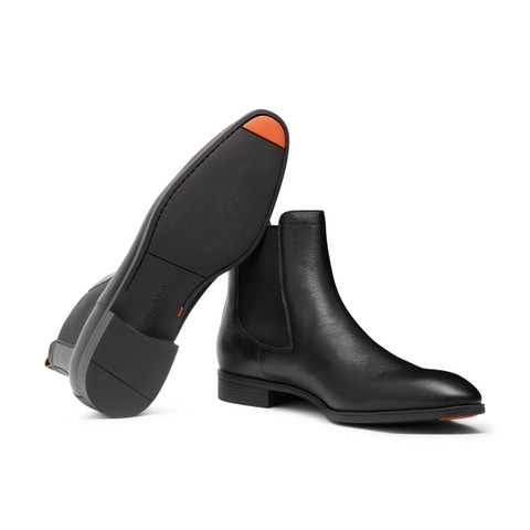 Bottine Chelsea en cuir noir pour homme - Santoni - 4