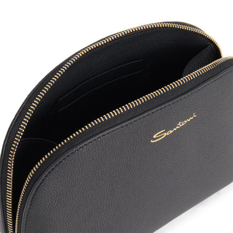 Black tumbled leather pouch - Santoni - 3