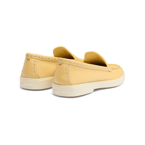 Women's yellow tumbled leather loafer - Santoni - 4