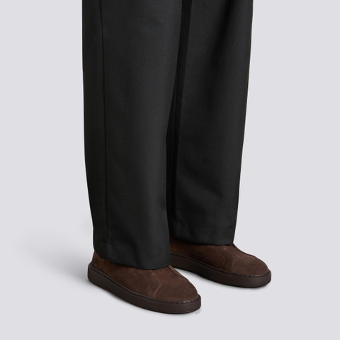 Men's dark brown suede slip-on sneaker - Santoni - 2