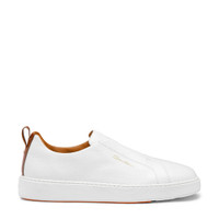 Men's white tumbled leather slip-on sneaker - Santoni - 1