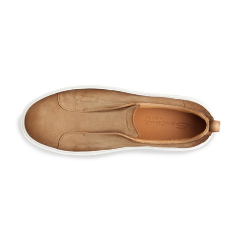 Men's beige suede slip-on sneaker - Santoni - 4
