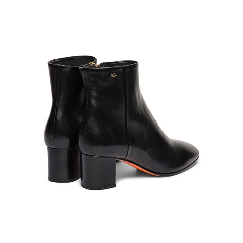 Women's black leather mid-heel ankle boot - Santoni - 6