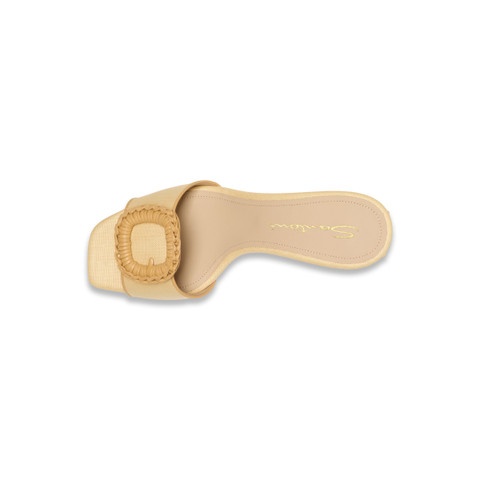 Women's beige raffia mid-heel sandal - Santoni - 5