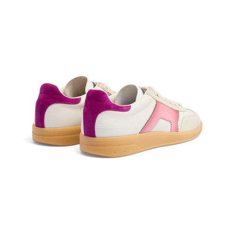 Women's white and violet leather and suede DBS Oly sneaker - Santoni - 4