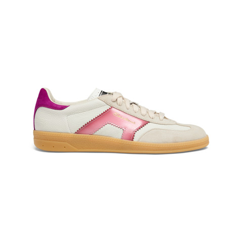 Women's white and violet leather and suede DBS Oly sneaker - Santoni - 1