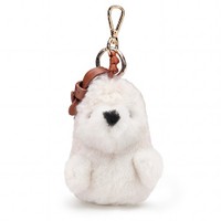 Beige fur and brown leather Hedgehog charm - Santoni - 1