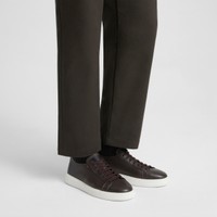 Men's dark brown tumbled leather sneaker - Santoni - 2