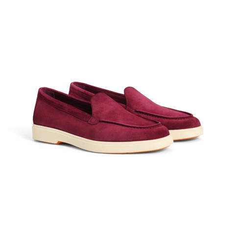 Women's red suede loafer - Santoni - 2