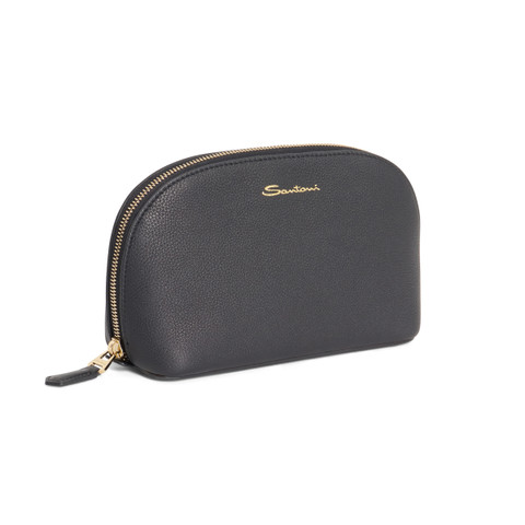 Black tumbled leather pouch - Santoni - 2
