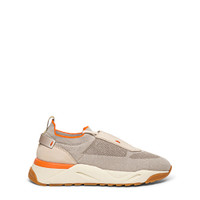 Sneaker da donna in maglia stretch lurex e nabuck beige - Santoni - 1