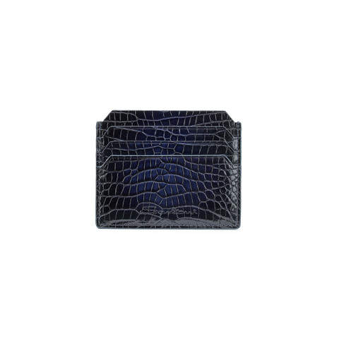 Blue alligator leather credit card holder - Santoni - 1