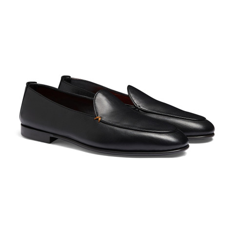 Mocasín para hombre en piel negra - Santoni - 2