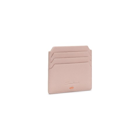 Pink tumbled leather credit card holder - Santoni - 2