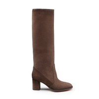 Women's dark brown suede mid-heel boot - Santoni - 1