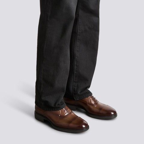 Men's dark brown leather Easy lace-up - Santoni - 2