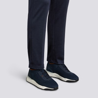 Men's blue stretch knit sneaker - Santoni - 2