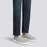 Men's light blue tumbled leather sneaker - Santoni - 2