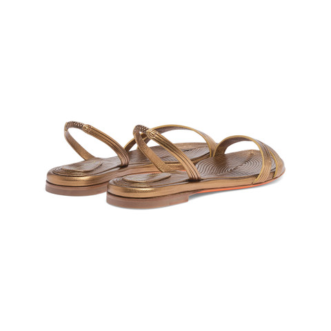 Women's gold leather sandal - Santoni - 3