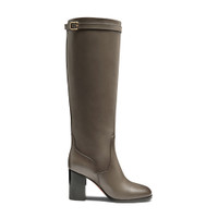 Women's grey leather high-heel boot - Santoni - 1