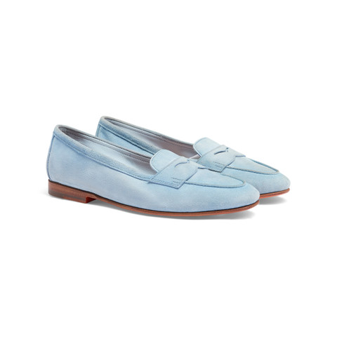 Women's light blue suede Carla loafer - Santoni - 3