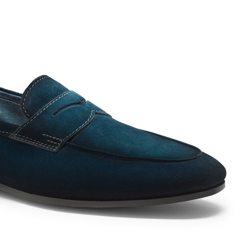 Mocassino penny Carlo da uomo in suede verde - Santoni - 6