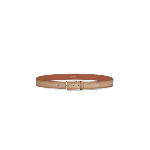 Brown suede adjustable belt - Santoni - 3